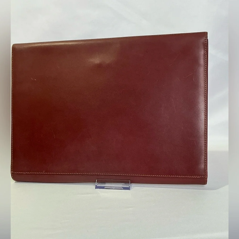 Cartier must de Portfolio Briefcase Document Bag Clutch Bordeaux Red